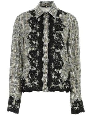 Ermanno Scervino Lace-Trim Herringbone Shirt - Black