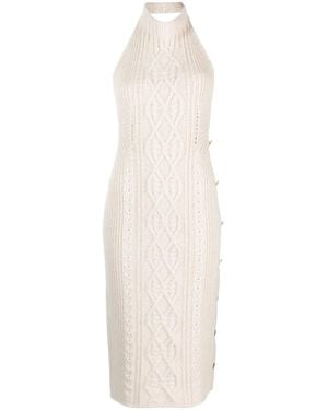 Palm Angels Open-Back Knitted Midi Dress - White