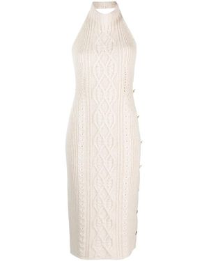 Palm Angels Open-Back Knitted Midi Dress - White