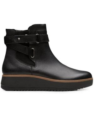 Clarks Zylah Faye Leather Ankle Boots - Black