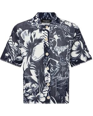 DSquared² Dancing Flowers Short-Sleeves Polo - Blue