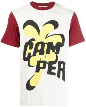 Camper Logo-Print Colour-Block T-Shirt - White