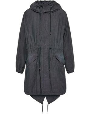 Maison Margiela Hooded Drawstring Parka Coat - Blue