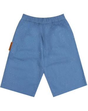 Pleasures Rhinestone Baggy Denim Shorts - Blue