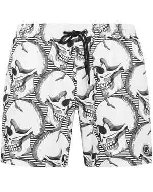 Philipp Plein Skull-Print Swim Shorts - Grey