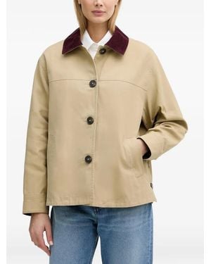 Benetton Corduroy-Collar Button-Down Jacket - Natural