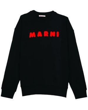 Marni Felpa Con Logo Ricamato - Nero