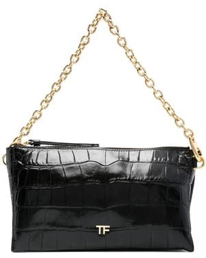 Tom Ford クロコエンボス レザーバッグ - ブラック
