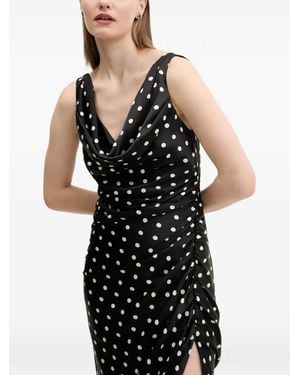 Abercrombie & Fitch Polka-Dot Split Midi Dress - Black