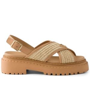 Prada Sandalen Mit Überkreuzten Riemen - Braun