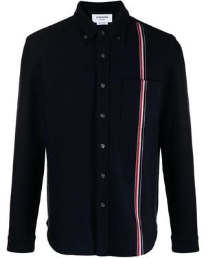 Thom Browne Rwb Stripe Cotton Shirt Jacket - Blue