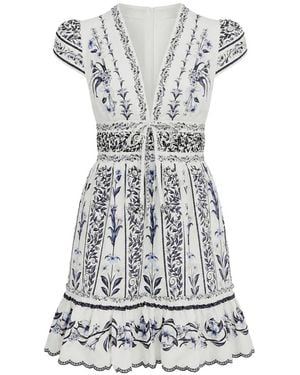 FARM Rio Floral-Print Ruffled Mini Dress - White