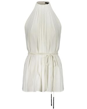 Ellery Pleated Open-Back Blouse - White