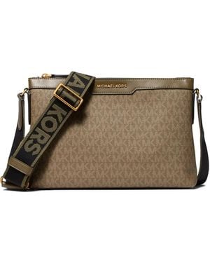 Michael Kors Hudson Signature Logo Messenger Bag - Brown
