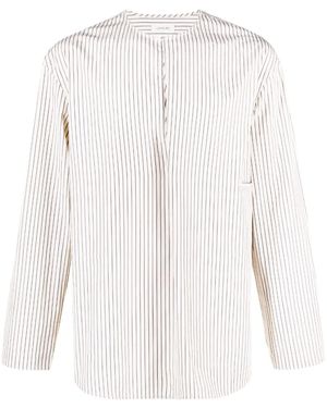 Lemaire Gusset-Detail Striped Shirt - White