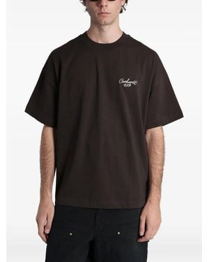 Carhartt Script Logo-Embroidered T-Shirt - Black