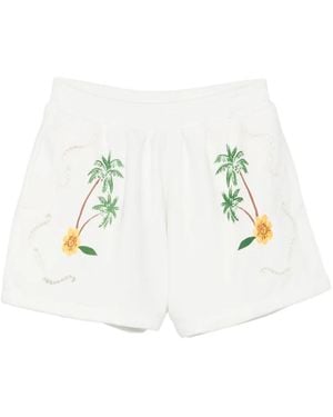 FARM Rio Pantalones Cortos Coconut Trees Come To Rio Con Palmera Bordada - Blanco