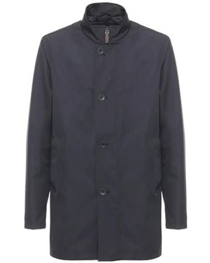 Herno High-Neck Button-Fastening Coat - Blue