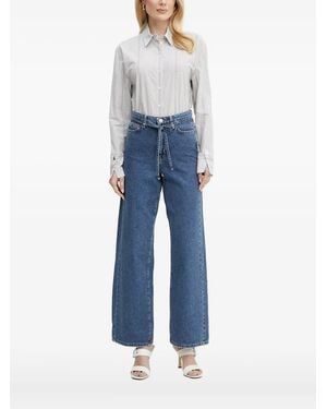 Patrizia Pepe Striped Bee-embellished Shirt - Blue