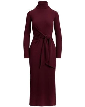 Ralph Lauren Tie-Front Turtleneck Dress - Red