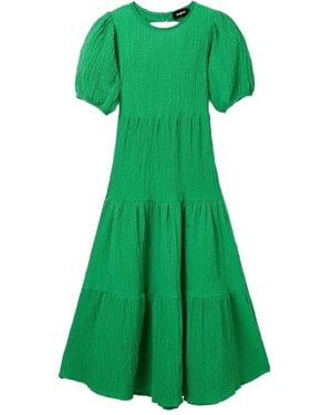 Desigual Short-Sleeve Tiered Midi Dress - Green