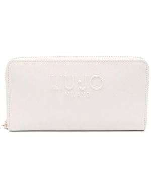 Liu Jo Embossed-Logo Zip-Around Wallet - White