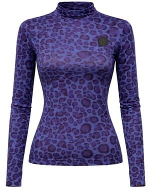 Viktor & Rolf Animal-Print High-Neck Top - Purple