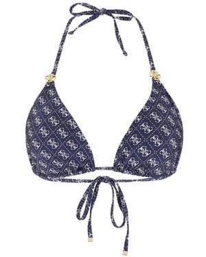 Guess Top De Bikini Con Logo Estampado - Azul