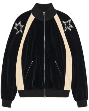 Valentino Garavani Sweat-Shirt Zippé Avec Broderie Panther Et Sequin-Stars - Blue