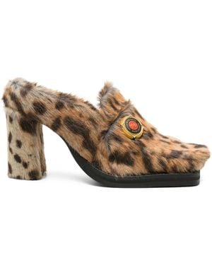 Martine Rose Leopard-Print Court Shoes - Brown