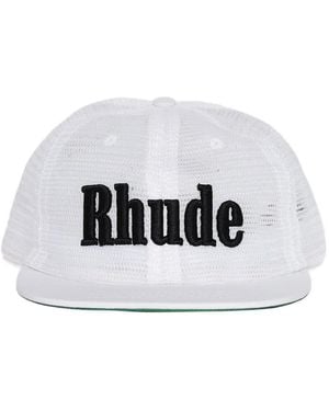 Rhude Logo-Embroidery Mesh Baseball Cap - White