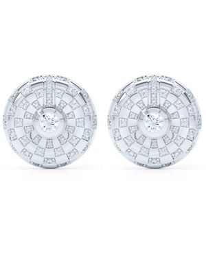 LOEV Pendientes Toi et Moi en oro blanco reciclado de 18 ct con motivo ajedrezado