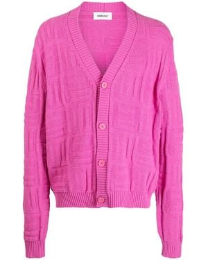 Ambush Monogram-Pattern Knit Cardigan - Pink