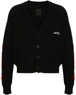 Givenchy Flame-Intarsia Logo-Embroidered Cardigan - Black