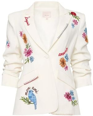 Cinq À Sept Cheyenne Floral-Embroidered Blazer - White