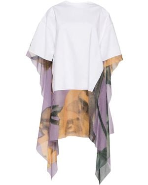 Undercover T-Shirtkleid mit Kontrasteinsätzen - Weiß