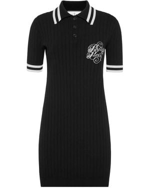 Philipp Plein Ribbed Polo Mini Dress - Black