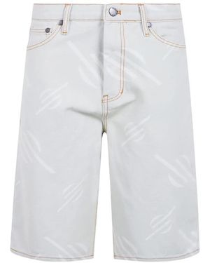 Daily Paper Logo-Print Contrast-Stitch Shorts - White