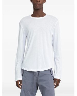 James Perse Shirttail Hem Crew Long-Sleeve Cotton T-Shirt - White