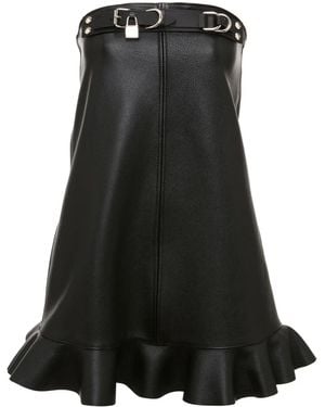 JW Anderson Padlock-Embellished Ruffled Leather Minidress - Black