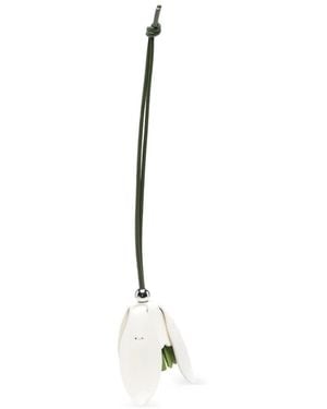 JW Anderson Flower-Pendant Leather Keyring - White
