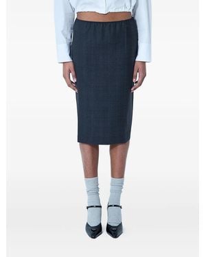 Prada Checked-pattern midi skirt - Blau
