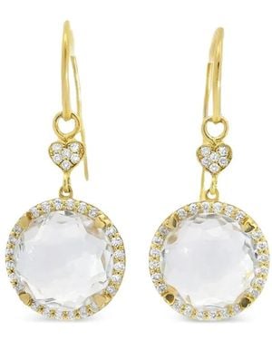 Lisa Nik Pendientes En Oro Amarillo De 18 Ct Con Diamante Y Cuarzo - Blanco