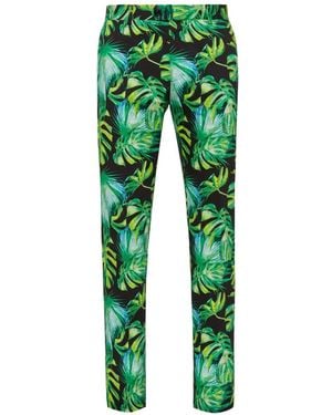 Billionaire Fs Palms Printed Slim-Fit Trousers - Green