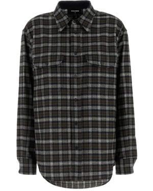 DSquared² Canadian Plaid-Print Landscape Shirt - Black