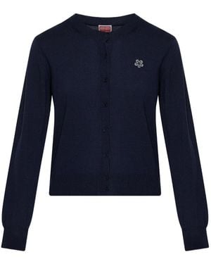 KENZO Cardigan Boke Flower À Broderies - Bleu