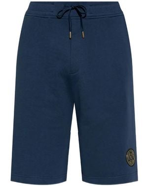 Versace Jeans Couture Drawstring-Detail Logo-Patch Cotton Shorts - Blue
