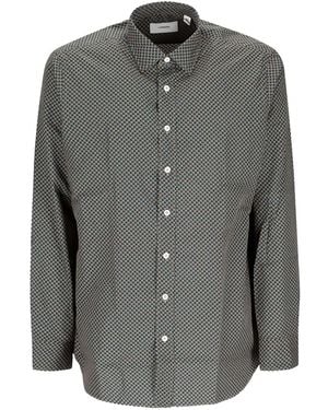 Lardini Geometric-Print Cotton Shirt - Grey