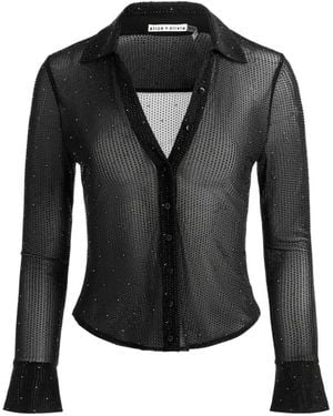 Alice + Olivia Freya Rhinestone-Embellished Top - Black