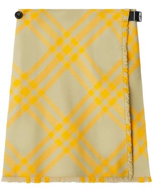 Burberry チェック キルトスカート - イエロー